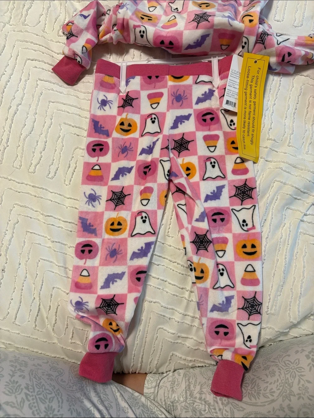 Carter's Pink Halloween Velour 3-Piece Pajama Set with Orange Accents